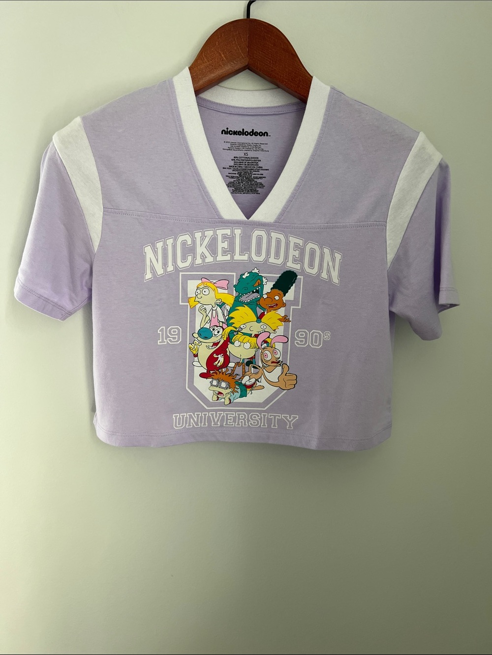 Nickelodeon | Lavender and White 90s Cartoon Crop Tee Size XS